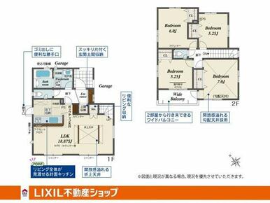 リビング18.875帖、全洋室☆4LDKの間取りです。お問い合わせ下さい。