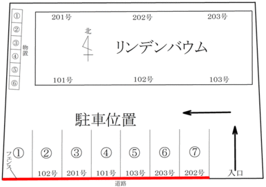 駐車位置と物置位置