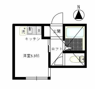 陽当たりの良いワンルーム、ロフト付きの物件です。