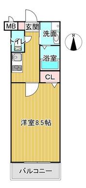 洋室８．５帖、クローゼットも有ります。