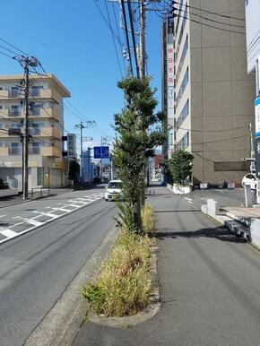 立体駐車場前の道路