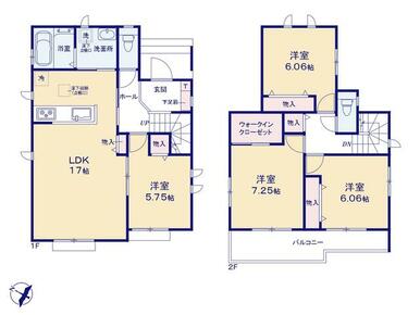 ウォークインクローゼット付きの４ＬＤＫ！各居室収納付き♪