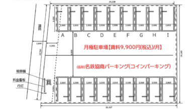 Ａ～Ｉの月極駐車場を募集しております