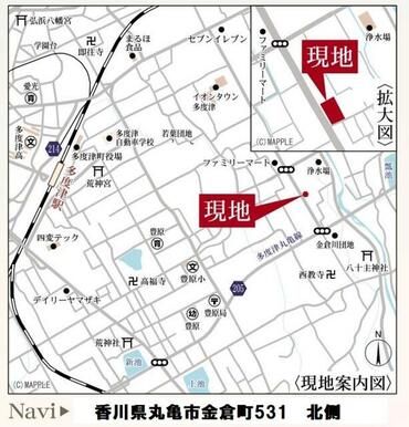 カーナビ表示：丸亀市金倉町５３１付近