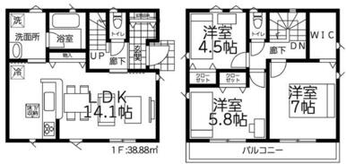 使いやすい間取りです。建物はモデルハウスをご覧ください。