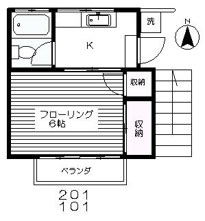 約１９．９㎡の１Ｋアパート