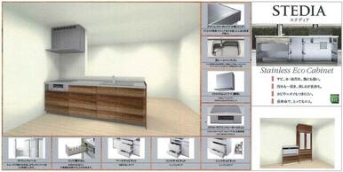 キッチンはクリナップのステディアを採用。　サビ・水・油汚れ・熱にも強いステンレス製です。