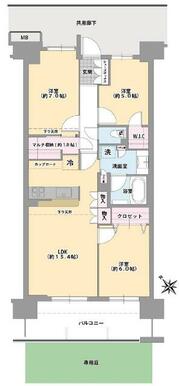 ３ＬＤＫ　７５．２７㎡　テラス、専用庭付　※図面と現況が異なる場合は現況を優先とさせていただきます。