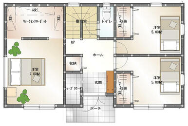 参考間取り　※２階リビングの場合－１階詳細