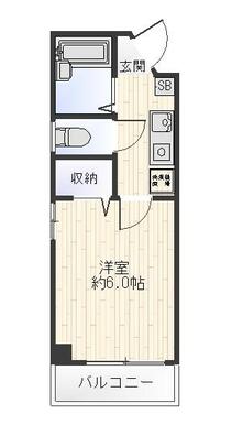 １Ｋ　賃料７．８万円　管理費５千円　専有面積約２１㎡