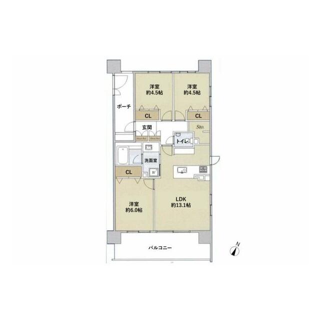 アウトフレーム工法のため室内に梁がなく、すっきりとした空間で家具も置きやすい間取りです。