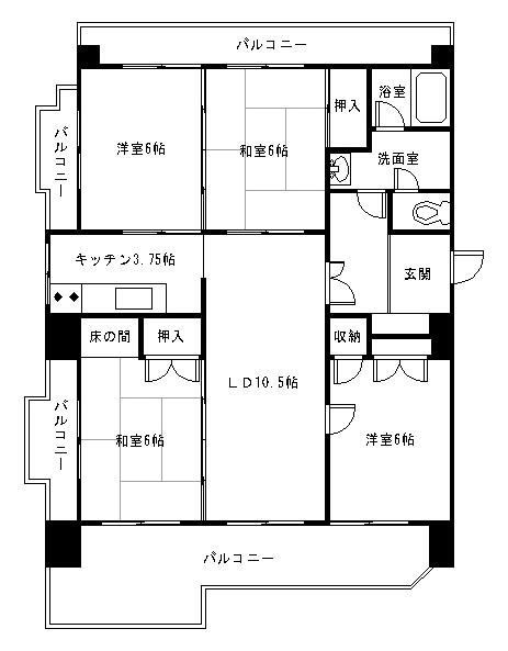 物件画像 北九州市八幡西区 陣山２丁目 (黒崎駅) 5階 4LDK