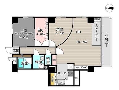 ２ＬＤＫ＋ＷＩＣ　Ｒ壁がお部屋の空間をよりお洒落に演出します！