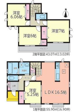 ★全居室南向きで陽当たり良好♪リビングと洋室合わせて約２１．７５帖★