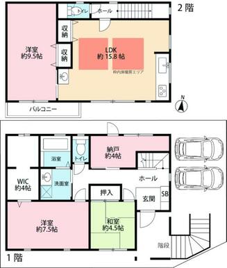 ３ＬＤＫ＋Ｓ（納戸）、土地面積１７５．３７ｍ２、建物面積１０３．５ｍ２