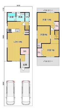 南向き号地：１，７５０万円。約８７．４８㎡。お庭スペースが約２０㎡確保出来るお家です。