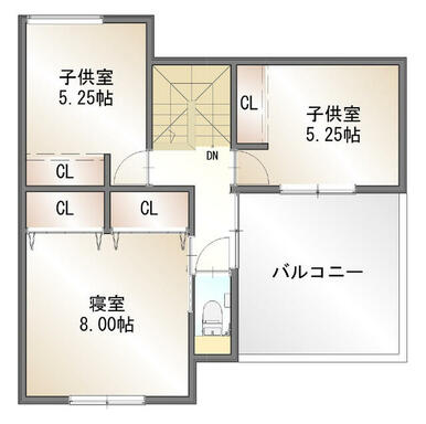 〈２Ｆ〉お子さまも自由に遊べるひろびろとしたバルコニーつき。