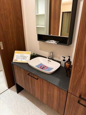 女性のお化粧や男性の身だしなみに洗面台は不可欠（1号棟）