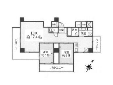 ４Ｆ角部屋の２ＬＤＫ