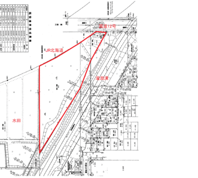 赤枠が当該土地