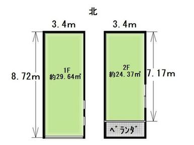 ２階二間に分かれています。現地でご確認ください。