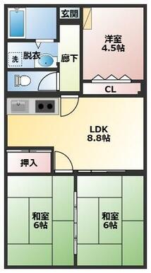 クロス、天井張り替え済み！広々とした３ＤＫ、ファミリーで快適に暮らせる空間です。