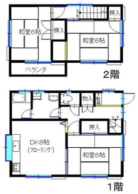 間取図～図面下が南です。建物左側（西）の敷地はお庭があります