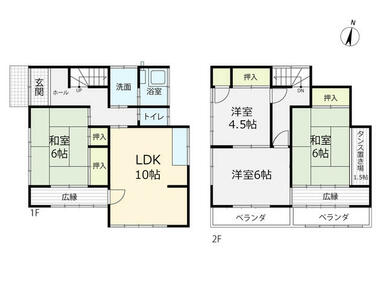 【間取り】４ＬＤＫ　延床面積８９．４３ｍ２