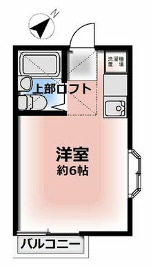 ワンルーム約６．０帖。