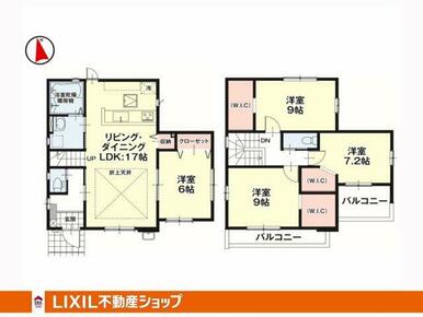 ２号棟の間取りです。主要採光面は南側で陽当たり良好です。