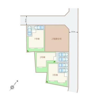 新築全３棟、全体区画図