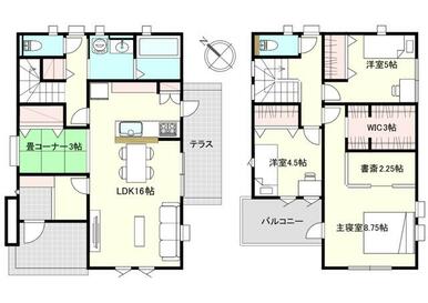 【３号棟】４，６８０万円　土地：１６５．５７㎡（５０．０８坪）　建物：１０３．５０㎡（３１．２９坪）