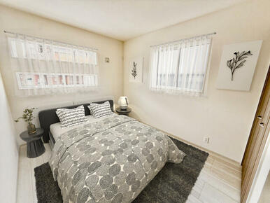 【(1)号棟イメージ】実際の室内写真に家具等を配置したCG画像です。家具付き販売ではございません。