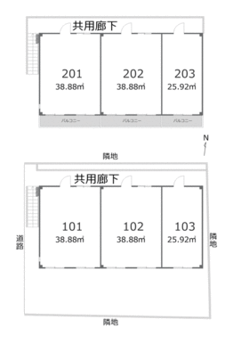 建物全体として開かれたスペースが南に