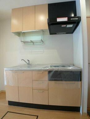 ２口ガスコンロ・グリル付のシステムキッチン☆引き出しも充実♪