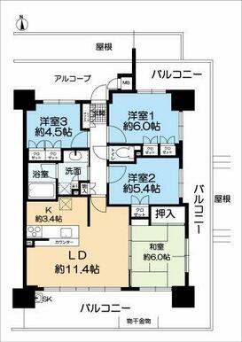 ４LDK間取りで３方角解放
