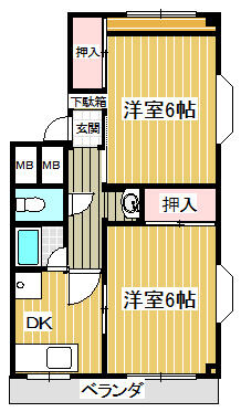 独立した２つの洋室あり。南側洋室の間仕切り開放してＬＤ利用も可！