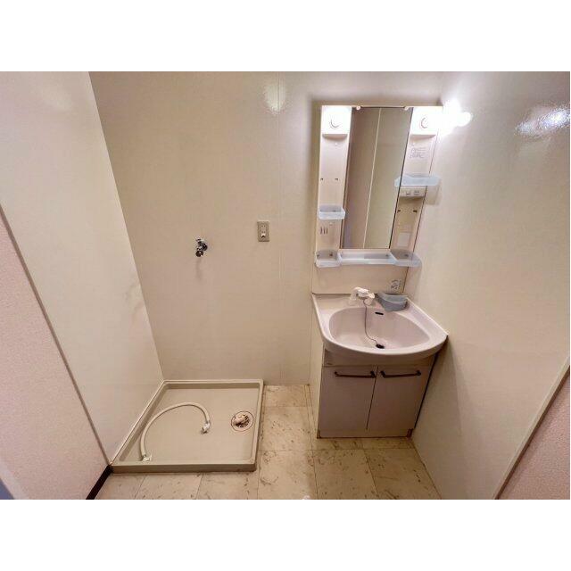 便利な独立洗面台と室内洗濯機置き場