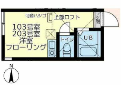 １０３　洋室約６帖＋ロフト約４帖・ロフト高１．４ｍ