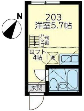 ２０３　洋室５．７帖＋ロフト４帖