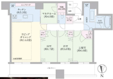 ９０㎡超えの大型３ＬＤＫ！全居室採光のワイドスパン！マルチルームを居室として使用すれば実質４ＬＤＫ