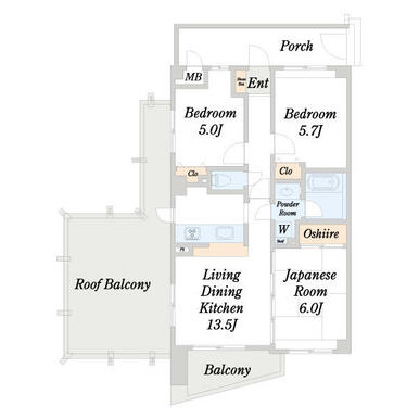 最上階　角部屋３ＬＤＫ