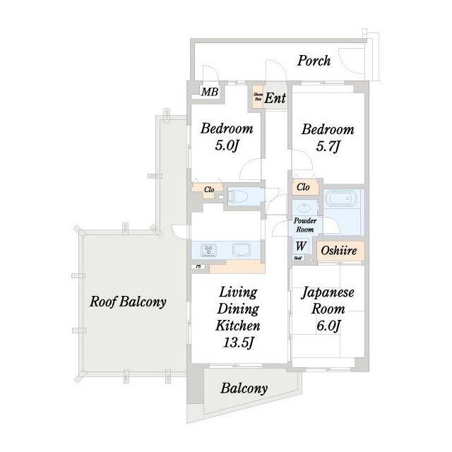 最上階　角部屋３ＬＤＫ