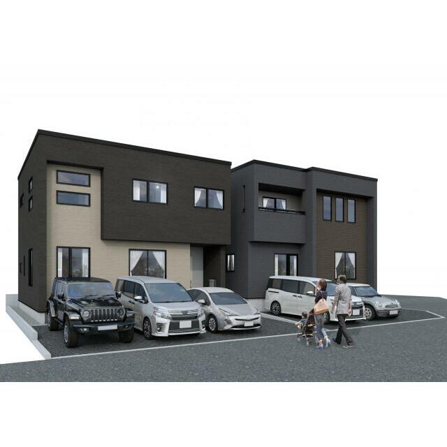 完成予想図（1号棟:左、2号棟:右）