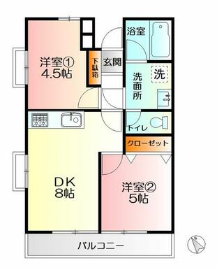 バストイレ別で洗面所が広くとってあり脱衣所として利用できます！余裕のある２ＤＫ☆新婚さんなどおススメ