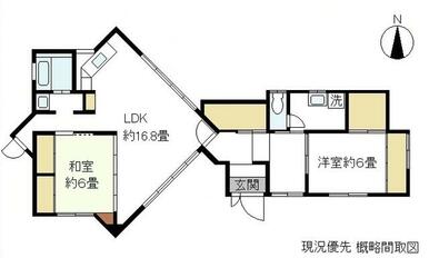 間取図面がないため、現況優先