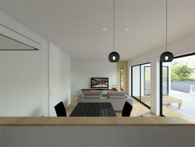 会話をしながら作業ができる対面キッチンと、水回りがまとまった動線で、快適な暮らしをサポートします。