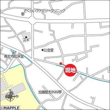 現地案内図（ナビ検索は静岡県島田市三ツ合町１３３４－１５付近で検索して下さい。）