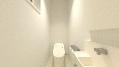 真っ白でお洒落な空間です。手洗いもトイレ内にあります　※画像はイメージパースです