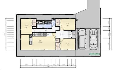 一階間取り、当社参考なので壁や建具など間取りや配置変更も可能です